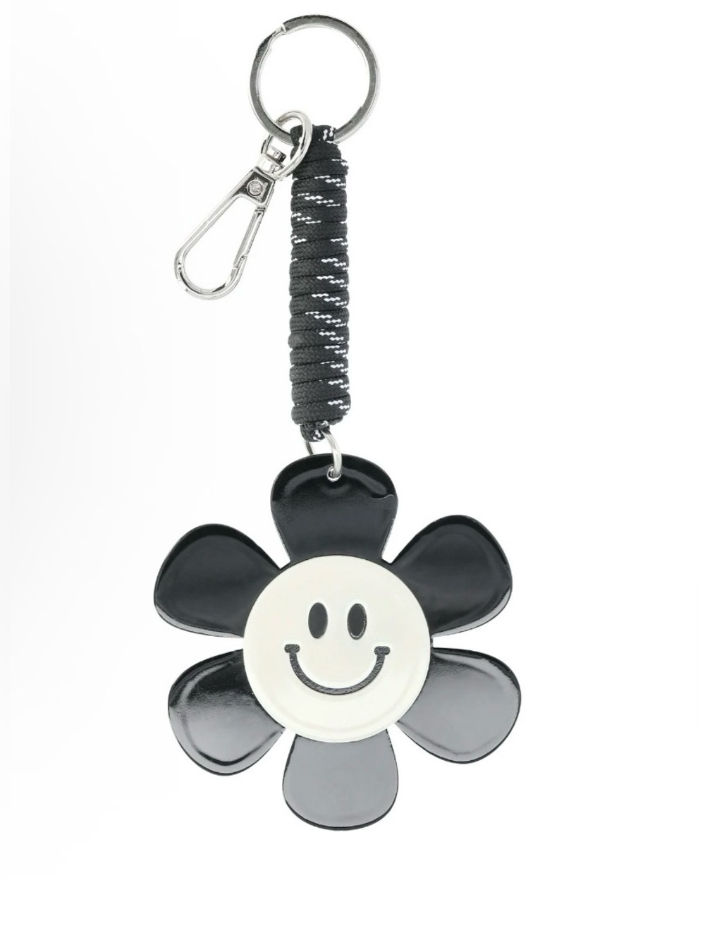 No Boundaries Women's Hands Free Bag Charm, Black/White Flower Bungee